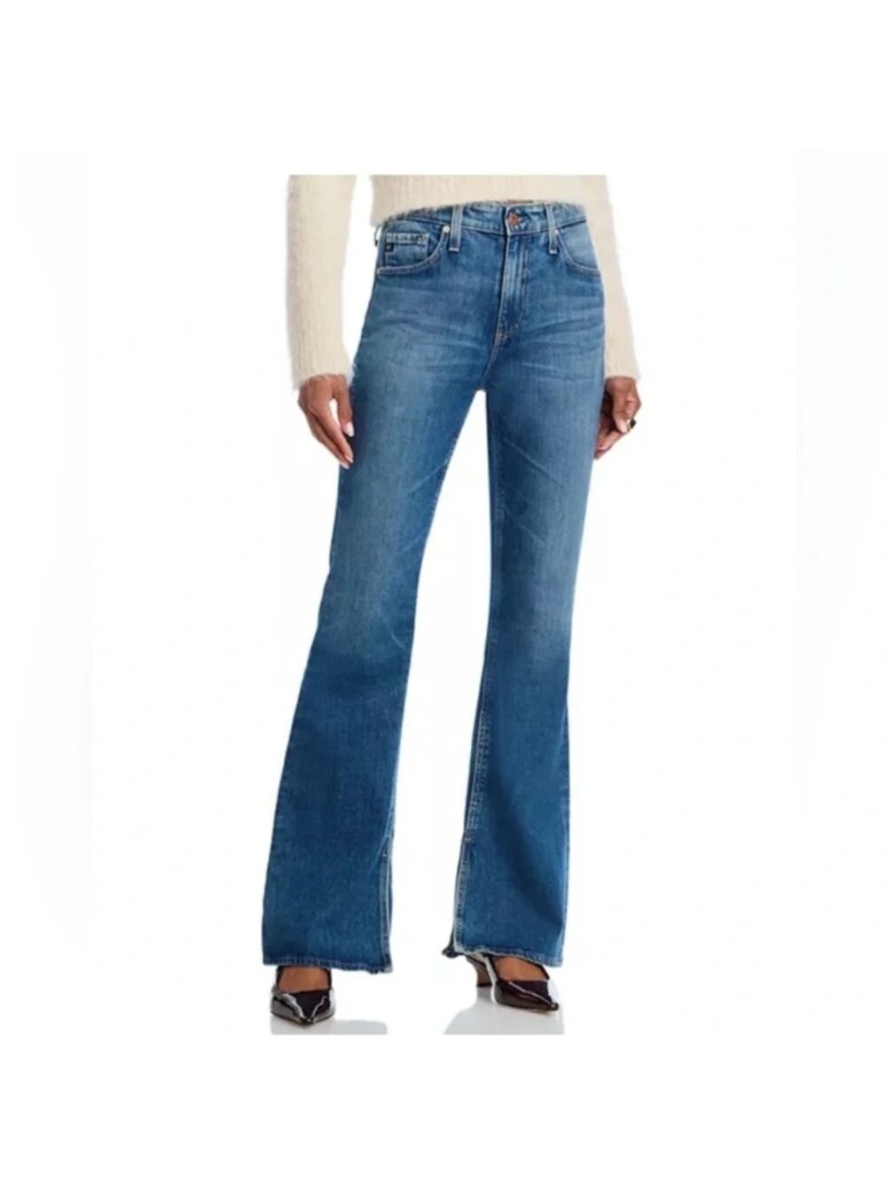 AG Adriano Goldschmeid Farrah Boot Crop High-Rise Jeans Womens 30 Dark Wash Blue